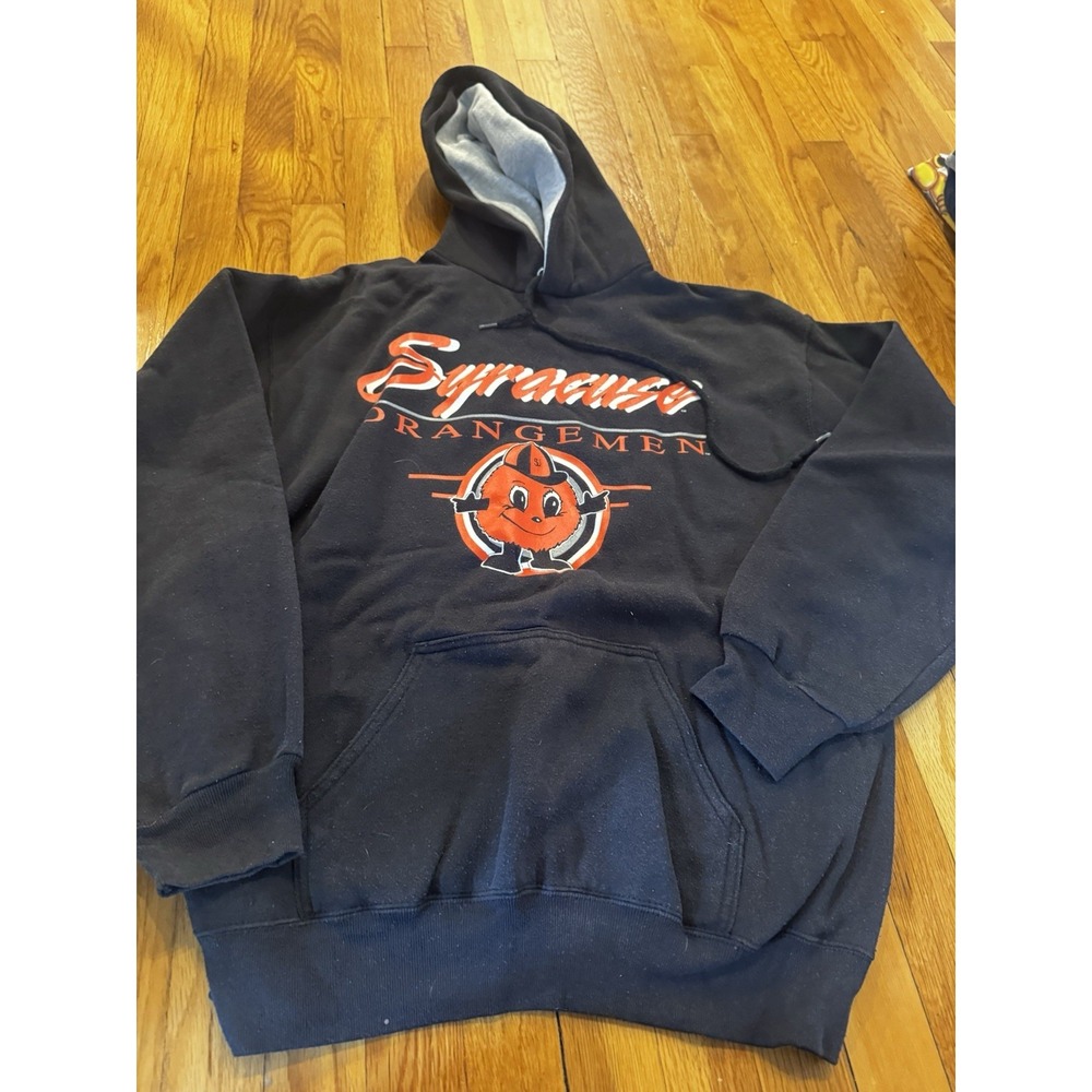 Vintage Savvy Trau & Loevner Syracuse Orangemen Logo‎ Black Hoodie PILLED Sz XL